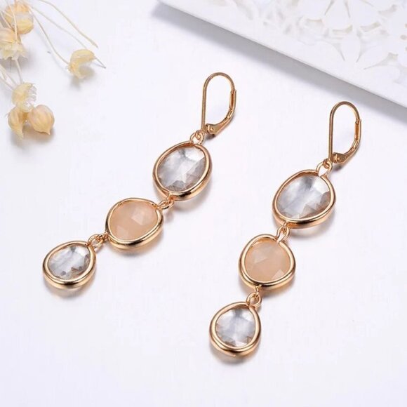 Jewelry - Jewelry earrings gold tone drop dangle with stones fashion elegant beautiful